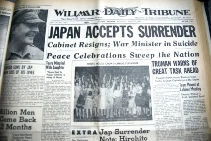 Newspaper article of the end of WW2